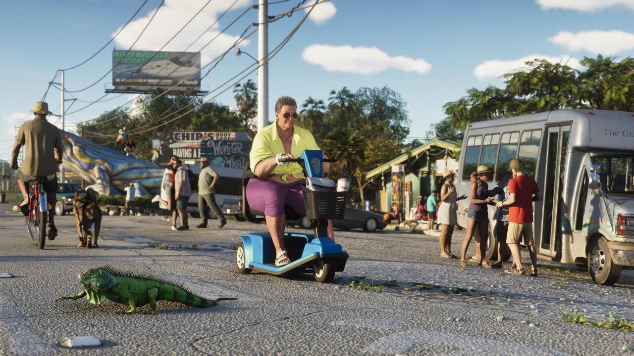 Iguana y scooter